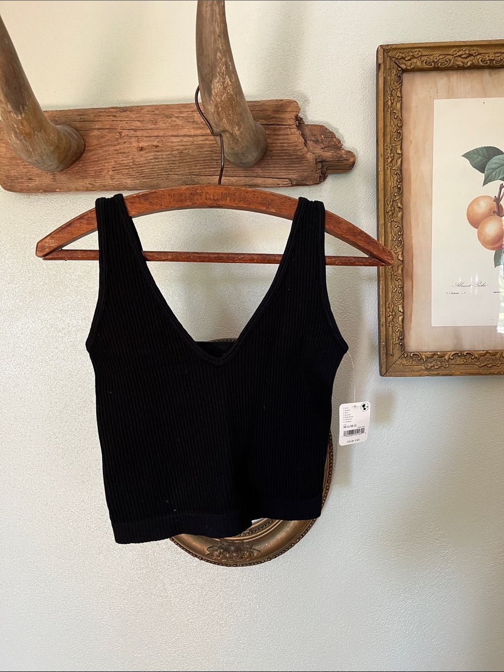 NWT Free People brami black tank crop top